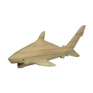 8" Hand Carved Great White Shark Wooden Sculpture – Nautical Ocean Decor